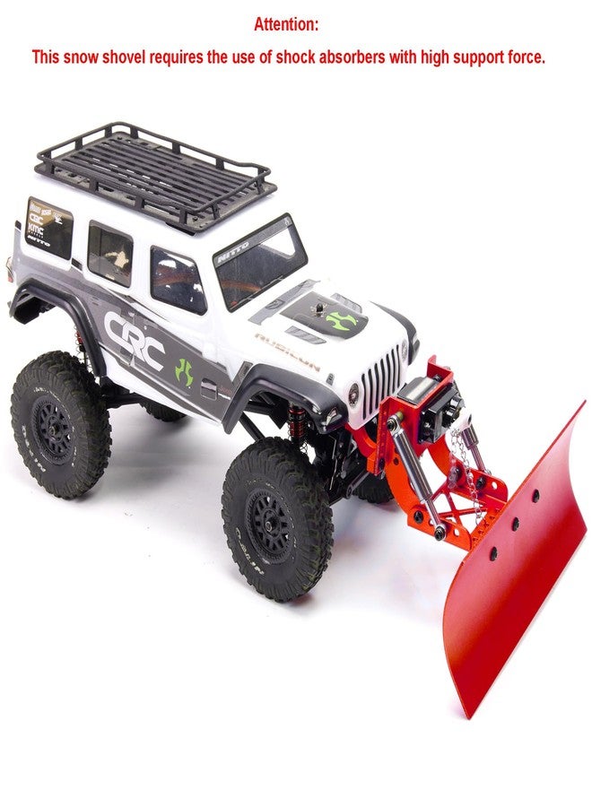 TOOMOD 1/24 RC Aluminum Adjustable Snow Shovel/Snow Plow kit with 12G 180° Servo Motor Compatible with 1/24 Axial SCX24 Crawler Car Upgrade (Red) - Image 3